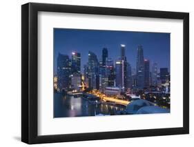 Singapore, City Skyline Elevated View Above the Marina Reservoir, Dusk-Walter Bibikow-Framed Photographic Print