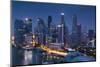 Singapore, City Skyline Elevated View Above the Marina Reservoir, Dusk-Walter Bibikow-Mounted Photographic Print