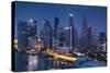 Singapore, City Skyline Elevated View Above the Marina Reservoir, Dusk-Walter Bibikow-Stretched Canvas