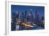 Singapore, City Skyline Elevated View Above the Marina Reservoir, Dusk-Walter Bibikow-Framed Photographic Print