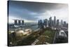 Singapore, City Skyline Elevated View Above the Marina Reservoir, Dusk-Walter Bibikow-Stretched Canvas