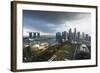 Singapore, City Skyline Elevated View Above the Marina Reservoir, Dusk-Walter Bibikow-Framed Photographic Print