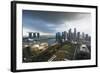 Singapore, City Skyline Elevated View Above the Marina Reservoir, Dusk-Walter Bibikow-Framed Photographic Print