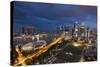 Singapore, City Skyline Elevated View Above the Padang, Dusk-Walter Bibikow-Stretched Canvas