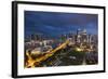 Singapore, City Skyline Elevated View Above the Padang, Dusk-Walter Bibikow-Framed Photographic Print