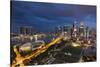 Singapore, City Skyline Elevated View Above the Padang, Dusk-Walter Bibikow-Stretched Canvas