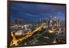 Singapore, City Skyline Elevated View Above the Padang, Dusk-Walter Bibikow-Framed Photographic Print