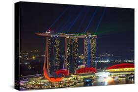 Singapore, Cityscape View and Lightshow of Downtown-Jaynes Gallery-Stretched Canvas