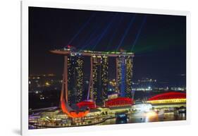 Singapore, Cityscape View and Lightshow of Downtown-Jaynes Gallery-Framed Photographic Print