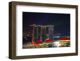 Singapore, Cityscape View and Lightshow of Downtown-Jaynes Gallery-Framed Photographic Print