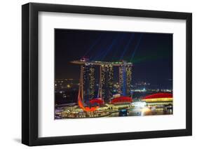 Singapore, Cityscape View and Lightshow of Downtown-Jaynes Gallery-Framed Photographic Print