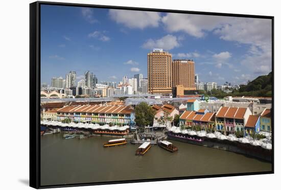 Singapore, Clarke Quay, Entertainment District, Exterior-Walter Bibikow-Framed Stretched Canvas