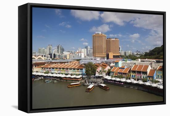 Singapore, Clarke Quay, Entertainment District, Exterior-Walter Bibikow-Framed Stretched Canvas