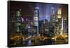 Singapore. Downtown Overview at Night-Jaynes Gallery-Framed Stretched Canvas