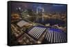 Singapore. Downtown Overview at Night-Jaynes Gallery-Framed Stretched Canvas