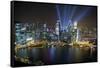 Singapore. Downtown Overview at Night-Jaynes Gallery-Framed Stretched Canvas