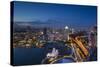 Singapore, Elevated City Skyline Above Marina Reservoir, Dusk-Walter Bibikow-Stretched Canvas