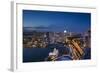 Singapore, Elevated City Skyline Above Marina Reservoir, Dusk-Walter Bibikow-Framed Photographic Print