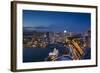 Singapore, Elevated City Skyline Above Marina Reservoir, Dusk-Walter Bibikow-Framed Photographic Print