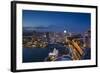 Singapore, Elevated City Skyline Above Marina Reservoir, Dusk-Walter Bibikow-Framed Photographic Print