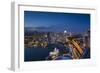 Singapore, Elevated City Skyline Above Marina Reservoir, Dusk-Walter Bibikow-Framed Photographic Print