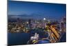 Singapore, Elevated City Skyline Above Marina Reservoir, Dusk-Walter Bibikow-Mounted Photographic Print