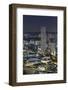 Singapore, Elevated City Skyline Above Marina Reservoir, Dusk-Walter Bibikow-Framed Photographic Print