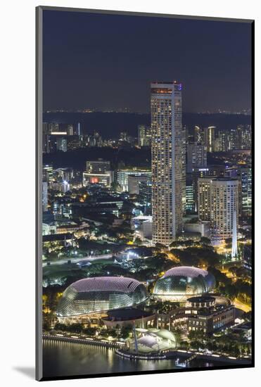 Singapore, Elevated City Skyline Above Marina Reservoir, Dusk-Walter Bibikow-Mounted Photographic Print