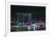 Singapore, Elevated View of the City with Evening Laser Show-Walter Bibikow-Framed Photographic Print