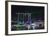 Singapore, Elevated View of the City with Evening Laser Show-Walter Bibikow-Framed Photographic Print