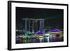 Singapore, Elevated View of the City with Evening Laser Show-Walter Bibikow-Framed Photographic Print