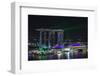 Singapore, Elevated View of the City with Evening Laser Show-Walter Bibikow-Framed Photographic Print