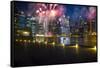 Singapore. Fireworks in Downtown Area-Jaynes Gallery-Framed Stretched Canvas