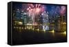 Singapore. Fireworks in Downtown Area-Jaynes Gallery-Framed Stretched Canvas