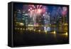 Singapore. Fireworks in Downtown Area-Jaynes Gallery-Framed Stretched Canvas