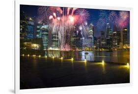Singapore. Fireworks in Downtown Area-Jaynes Gallery-Framed Photographic Print
