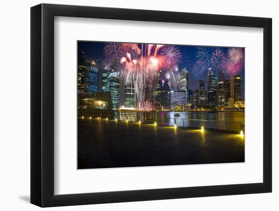 Singapore. Fireworks in Downtown Area-Jaynes Gallery-Framed Photographic Print