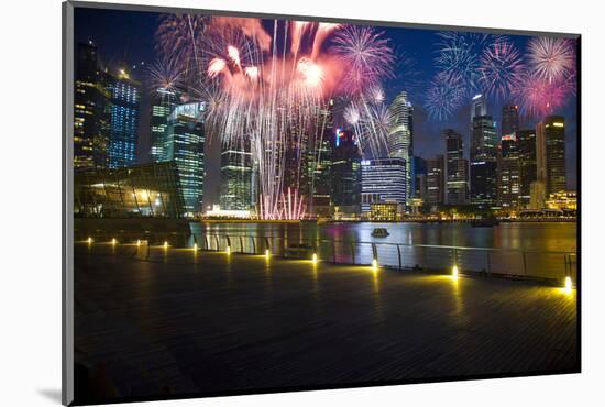Singapore. Fireworks in Downtown Area-Jaynes Gallery-Mounted Photographic Print