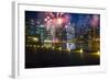 Singapore. Fireworks in Downtown Area-Jaynes Gallery-Framed Photographic Print