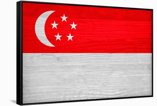 Singapore Flag Design with Wood Patterning - Flags of the World Series-Philippe Hugonnard-Framed Stretched Canvas