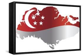 Singapore Flag In Map Silhouette Isolated Illustration-jpldesigns-Framed Stretched Canvas