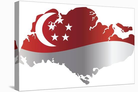 Singapore Flag In Map Silhouette Isolated Illustration-jpldesigns-Stretched Canvas