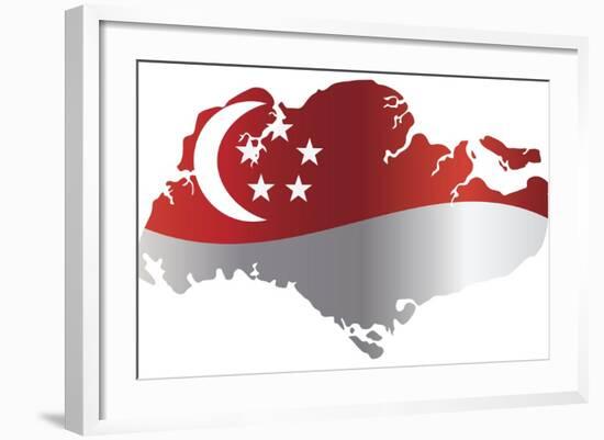 Singapore Flag In Map Silhouette Isolated Illustration-jpldesigns-Framed Art Print