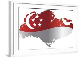 Singapore Flag In Map Silhouette Isolated Illustration-jpldesigns-Framed Art Print