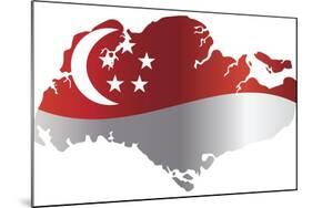 Singapore Flag In Map Silhouette Isolated Illustration-jpldesigns-Mounted Art Print