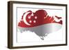 Singapore Flag In Map Silhouette Isolated Illustration-jpldesigns-Framed Art Print