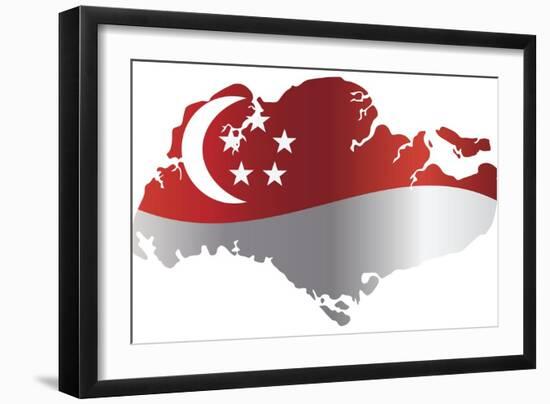 Singapore Flag In Map Silhouette Isolated Illustration-jpldesigns-Framed Art Print