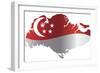 Singapore Flag In Map Silhouette Isolated Illustration-jpldesigns-Framed Art Print