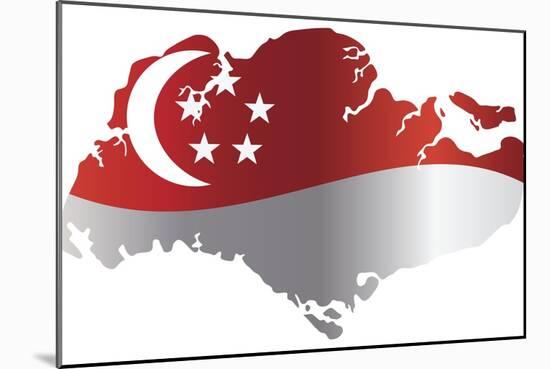 Singapore Flag In Map Silhouette Isolated Illustration-jpldesigns-Mounted Art Print