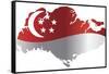 Singapore Flag In Map Silhouette Isolated Illustration-jpldesigns-Framed Stretched Canvas